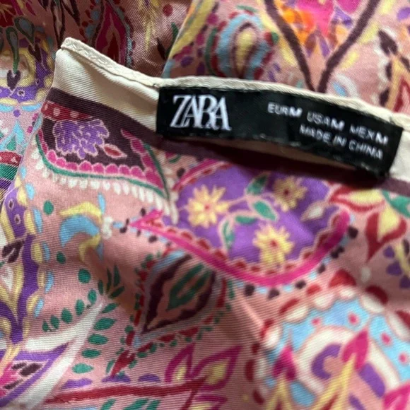 Zara Silk Paisley Square Scarf - Picture 4 of 8